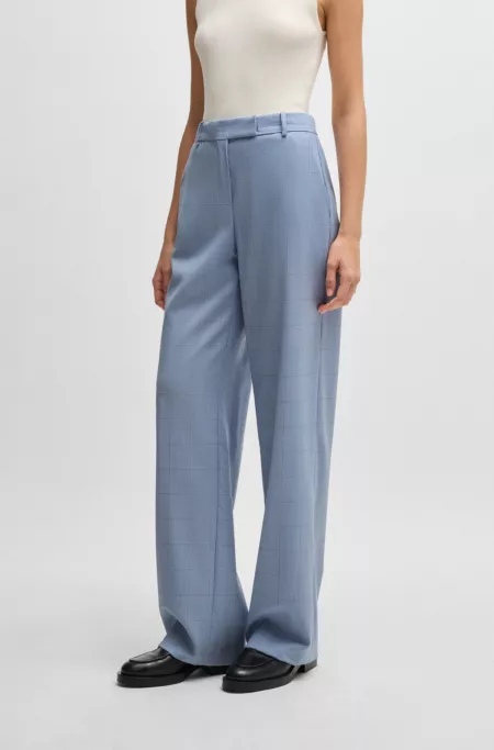 Regular-fit trousers in checked virgin wool