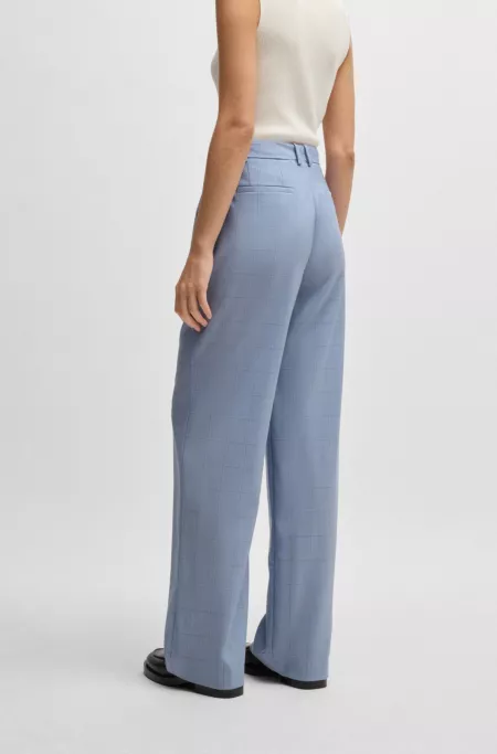Regular-fit trousers in checked virgin wool