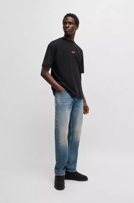 Regular-fit jeans in mid-blue stonewashed denim