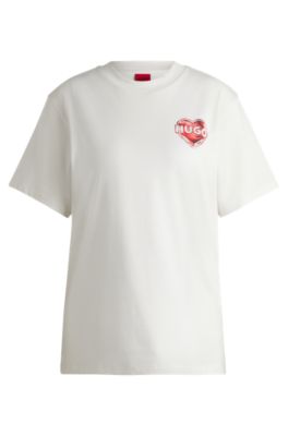 HUGO - Cotton-jersey T-shirt with graphic print - White