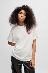 T-shirt en jersey de coton à imprimé graphique, Blanc