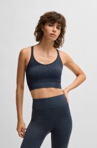 Sportliches Top aus geripptem Stretch-Jersey, Dunkelblau