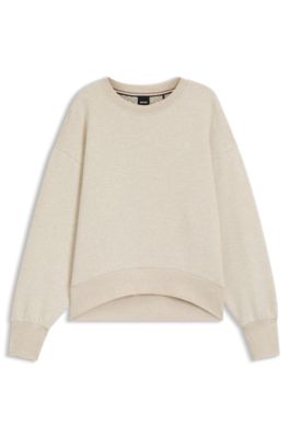 Cotton-blend sweatshirt with Double B monogram, Light Beige