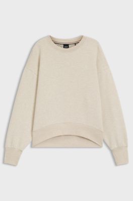 Felpa in misto cotone con monogramma Double B, Beige chiaro