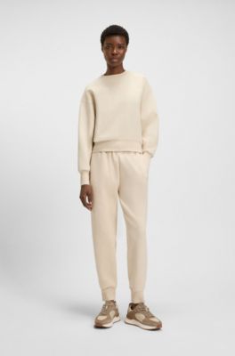 Cotton-blend sweatshirt with Double B monogram, Light Beige