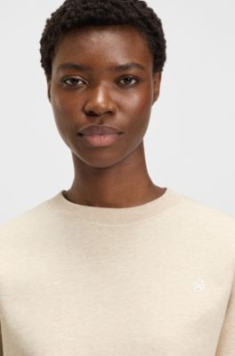 Cotton-blend sweatshirt with Double B monogram, Light Beige