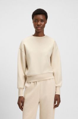Cotton-blend sweatshirt with Double B monogram, Light Beige