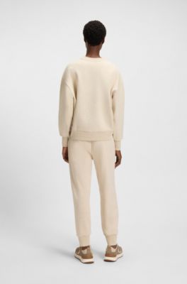 Cotton-blend sweatshirt with Double B monogram, Light Beige