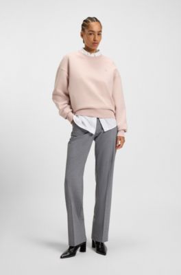 Cotton-blend sweatshirt with Double B monogram, light pink