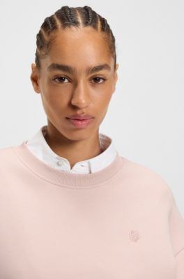 Cotton-blend sweatshirt with Double B monogram, light pink