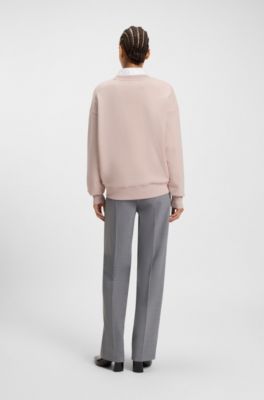 Cotton-blend sweatshirt with Double B monogram, light pink