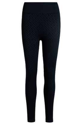 Active knitted leggings in stretch ribbed jersey with monogram pattern