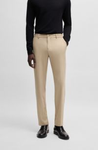 Slim-fit washable trousers in micro-patterned stretch fabric, Light Beige