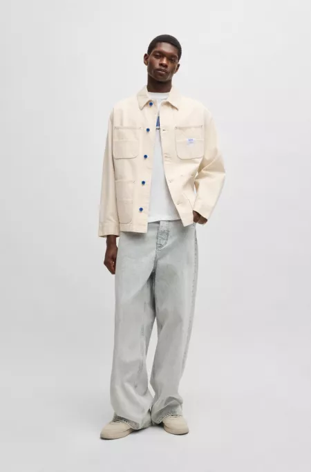 Relaxed-fit field jacket in ecru denim