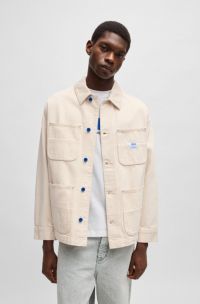 Relaxed-fit field jacket in ecru denim, Natural