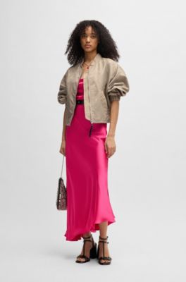 Waterafstotend bomberjack met pythonjacquard, Goudkleurig