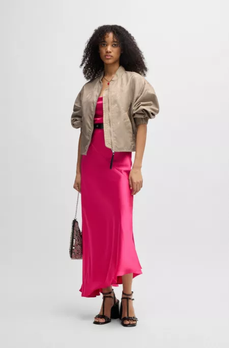 Water-repellent bomber jacket with python jacquard
