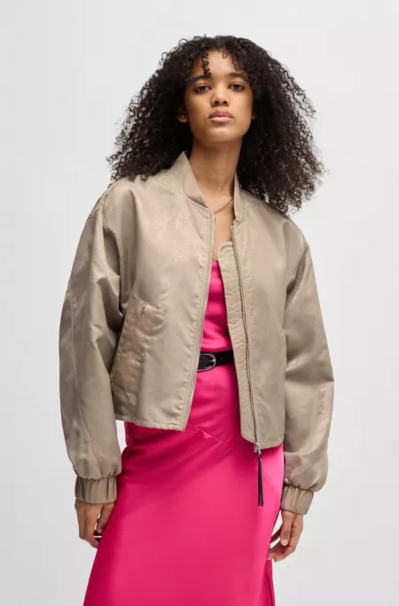 Water-repellent bomber jacket with python jacquard