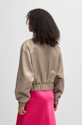 Water-repellent bomber jacket with python jacquard, Gold tone