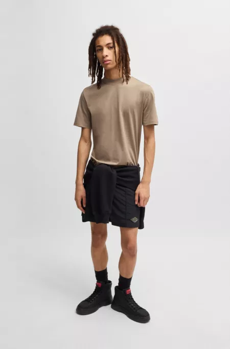 Poplin shorts with logo print