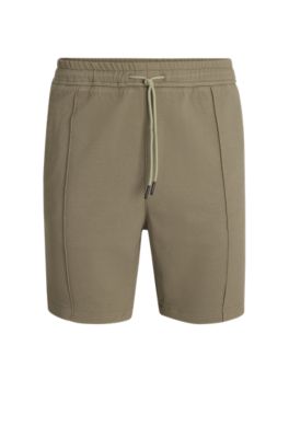 Relaxed-fit shorts in stretch Oxford fabric, Light Brown