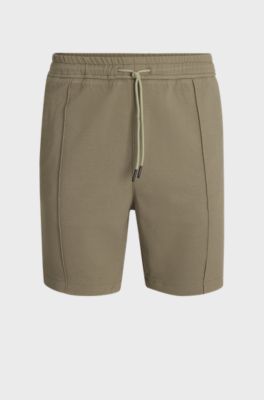 Relaxed-fit shorts in stretch Oxford fabric, Light Brown