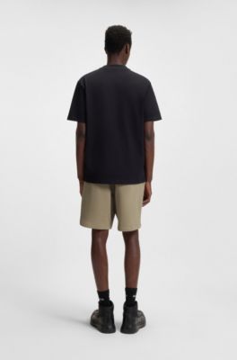 Relaxed-fit shorts in stretch Oxford fabric, Light Brown