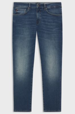 Maine regular-fit jeans in blue soft-motion denim, Dark Blue