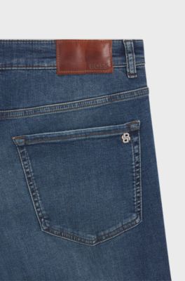 Maine regular-fit jeans in blue soft-motion denim, Dark Blue