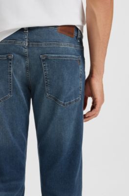 Maine regular-fit jeans in soft-motion denim, Dark Blue
