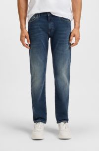 Maine Regular-Fit Jeans aus blauem Super-Stretch-Denim, Dunkelblau