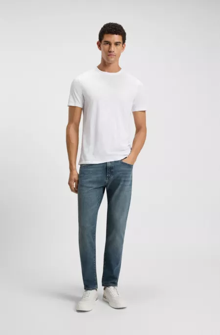 Tapered-fit jeans in blue comfort-stretch denim