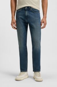 Tapered-fit jeans van blauw comfortabel stretchdenim, Blauw