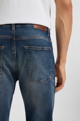 Delaware slim-fit jeans in blue super-stretch denim, Dark Blue