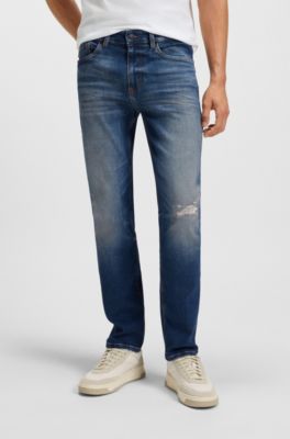 블루 슈퍼 스트레치 데님 Delaware 슬림 핏 진, 다크 블루