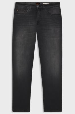 Maine regular-fit jeans in black super-stretch denim, Black