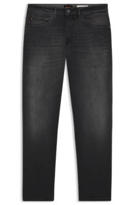 HUGO BOSS MAINE REGULAR-FIT JEANS IN BLACK SUPER-STRETCH DENIM