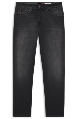 Boss Uomo Nero Jeans Regular Fit Maine In Denim Super Stretch