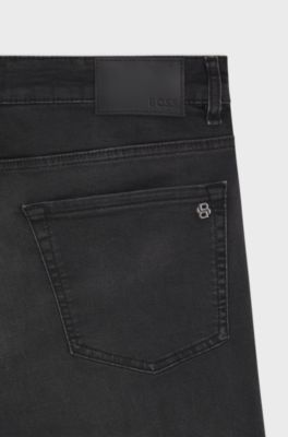Maine regular-fit jeans in black super-stretch denim, Black