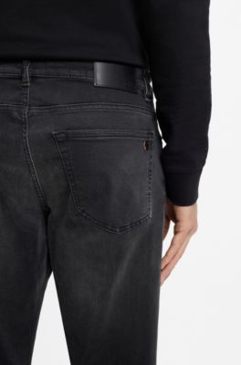 Maine regular-fit jeans in black super-stretch denim, Black