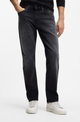 Maine regular-fit jeans in black super-stretch denim, Black