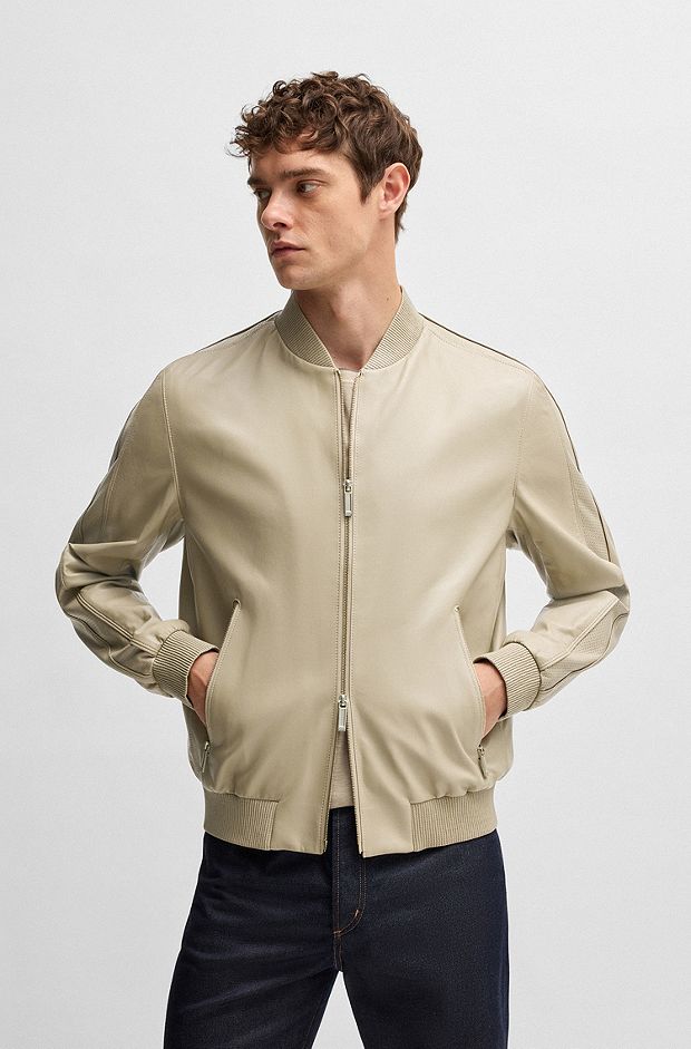HUGO BOSSベージュMenレザージャケット HUGO BOSSベージュMenレザージャケット