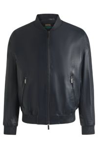 BOSS x ASTON MARTIN nappa-leather jacket with perforated details, Dark Blue