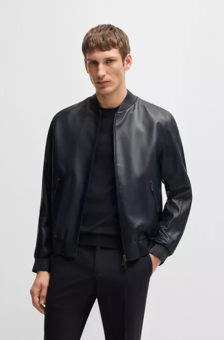 BOSS x ASTON MARTIN nappa-leather jacket with perforated details
