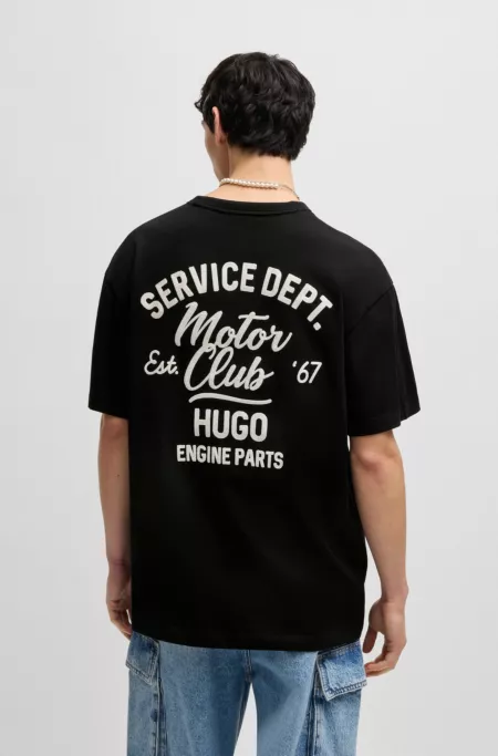 Loose-fit T-shirt in cotton with racing artwork