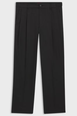 Relaxed-fit trousers in a cotton blend, Black