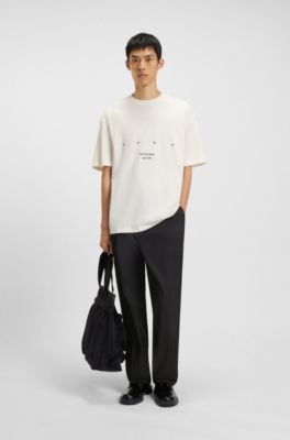 Relaxed-fit trousers in a cotton blend, Black