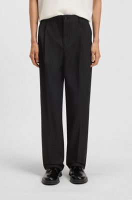 Relaxed-fit trousers in a cotton blend, Black