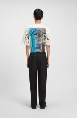 Relaxed-fit trousers in a cotton blend, Black