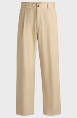 Relaxed-fit trousers in a cotton blend, Beige